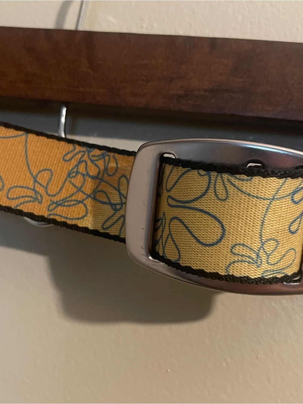 Croakies—Yellow Floral Webbing Belt with Silver Buckle